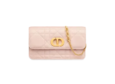 Dior Miss Caro Pouch with Chain Macrocannage Lambskin "Powder Pink"