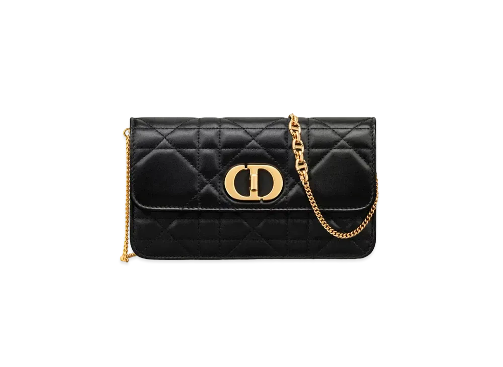 Dior Miss Caro Pouch with Chain Macrocannage Lambskin "Black"
