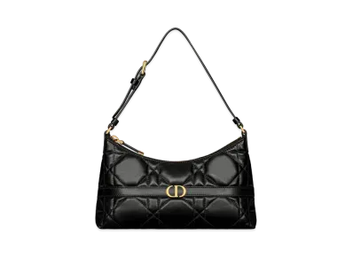Dior Miss Caro Mini Hobo Shoulder Bag Macrocannage Lambskin "Black"