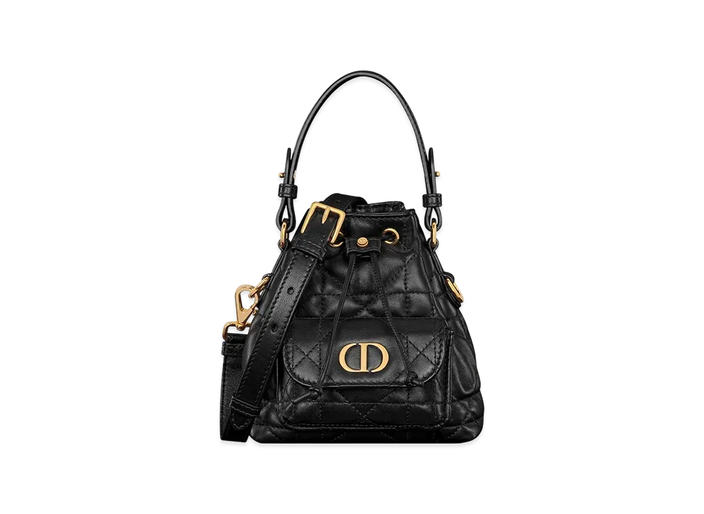 Dior Caro Nano Bucket Bag Macrocannage Lambskin "Black"