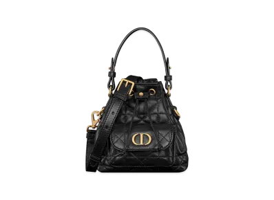 Dior Caro Nano Bucket Bag Macrocannage Lambskin "Black"