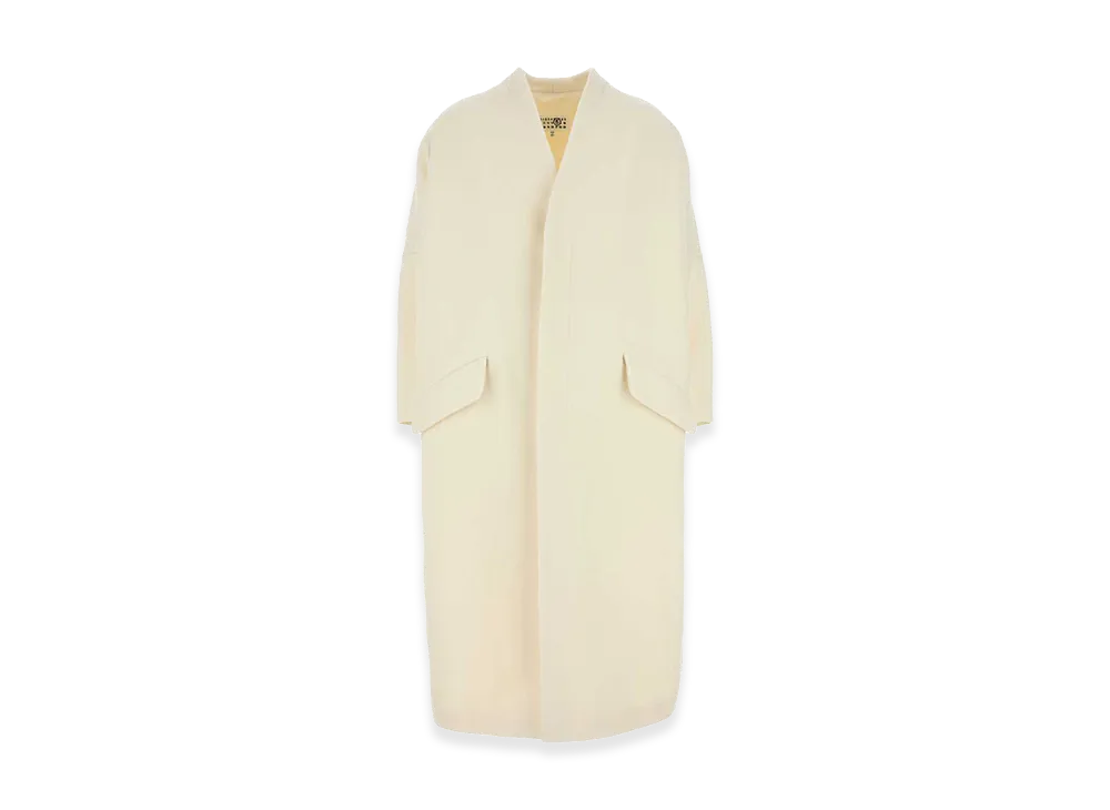 MM6 Maison Margiela Women's Ivory Wool Blend Coat "White"