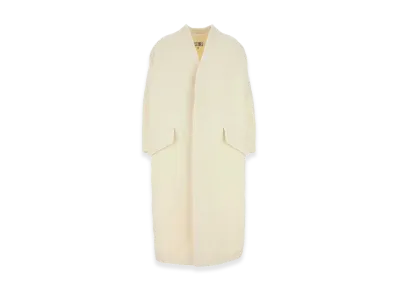 MM6 Maison Margiela Women's Ivory Wool Blend Coat "White"
