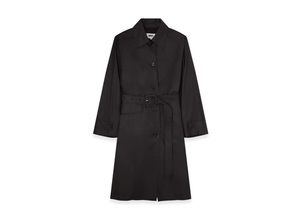 MM6 Maison Margiela Women's Coated Cotton Trench Coat "Black"