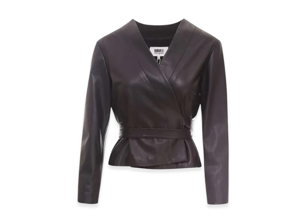 MM6 Maison Margiela Women's Belted Cropped Jacket "Black"