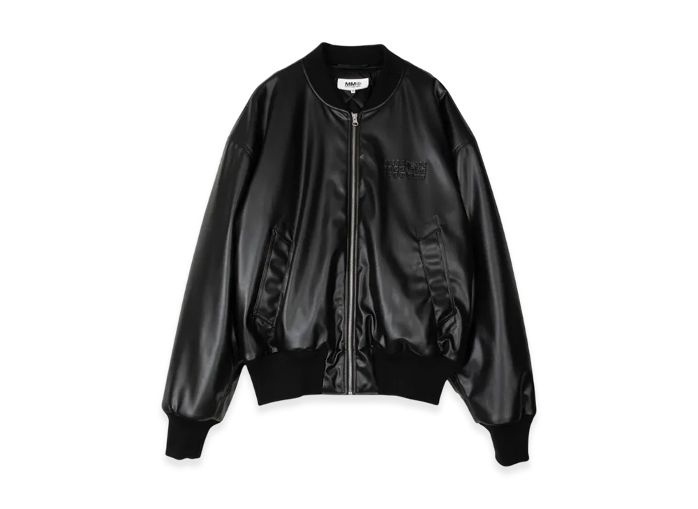 MM6 Maison Margiela Kaban Leather Bomber Jacket "Black"
