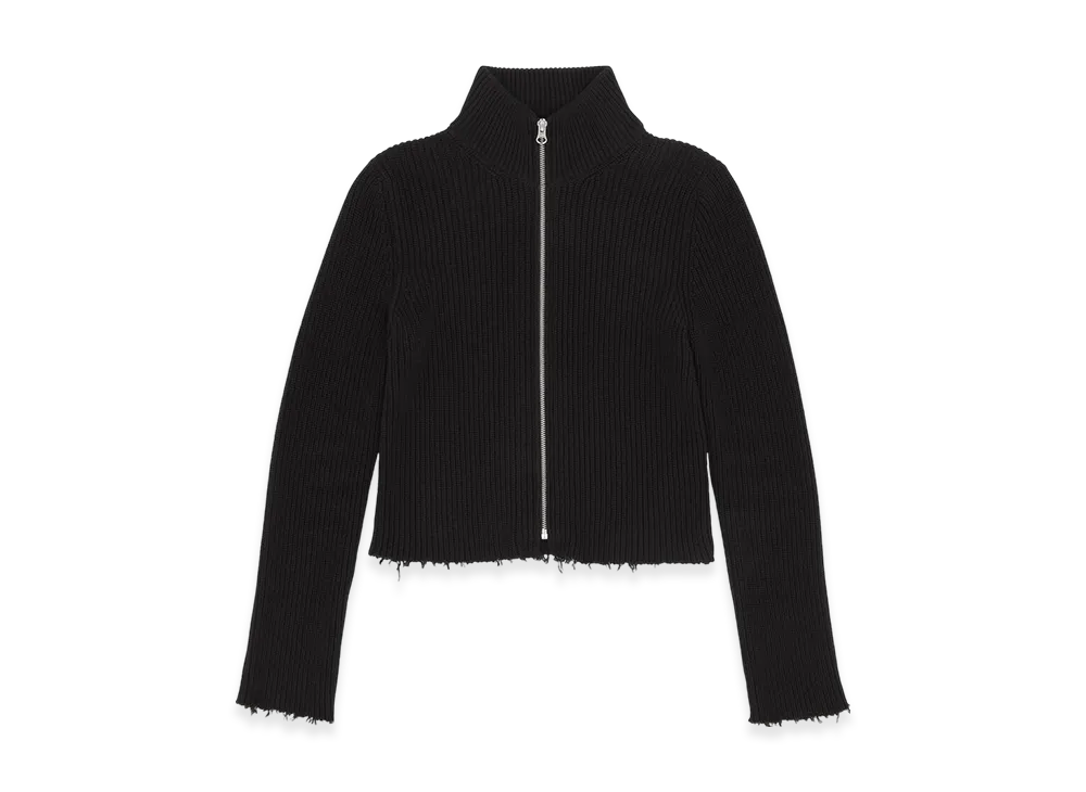 MM6 Maison Margiela Women's Ribbed Cotton Sports Jacket "Black"