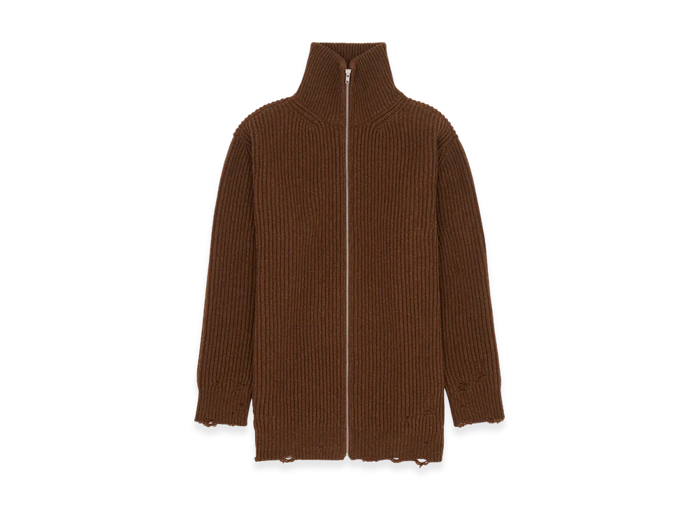 MM6 Maison Margiela Women's Ribbed Knit Jacket "Brown"