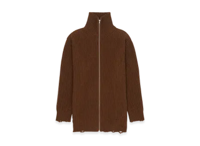 MM6 Maison Margiela Women's Ribbed Knit Jacket "Brown"