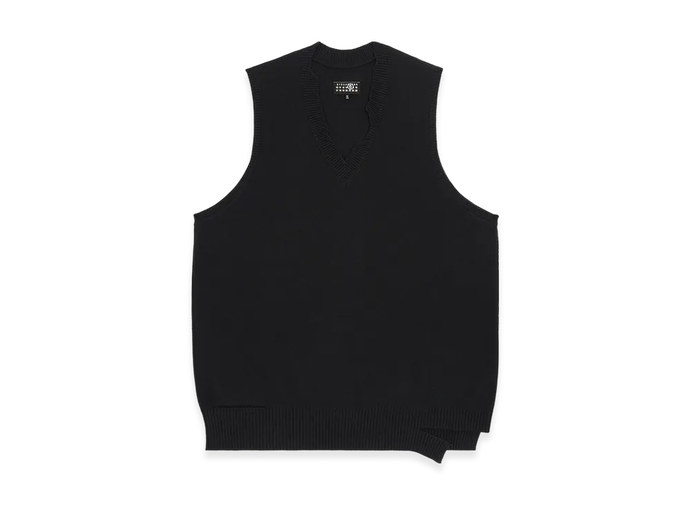 MM6 Maison Margiela Women's Gauge 7 Distressed Sleeveless Knit Mini Dress "Black"
