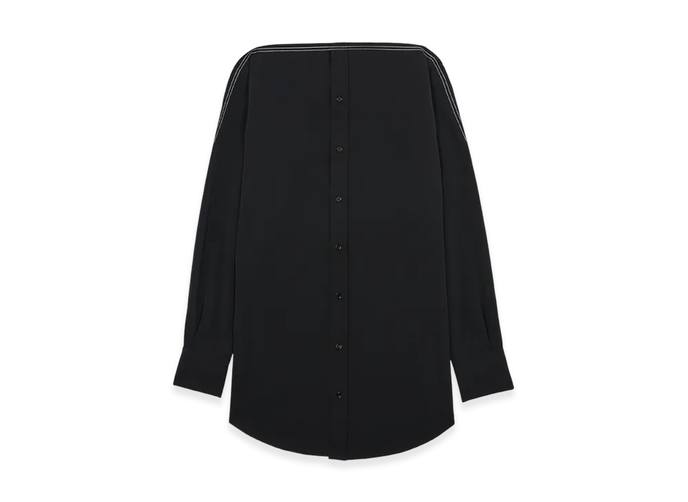 MM6 Maison Margiela Women's Collarless Long Shirt "Black"