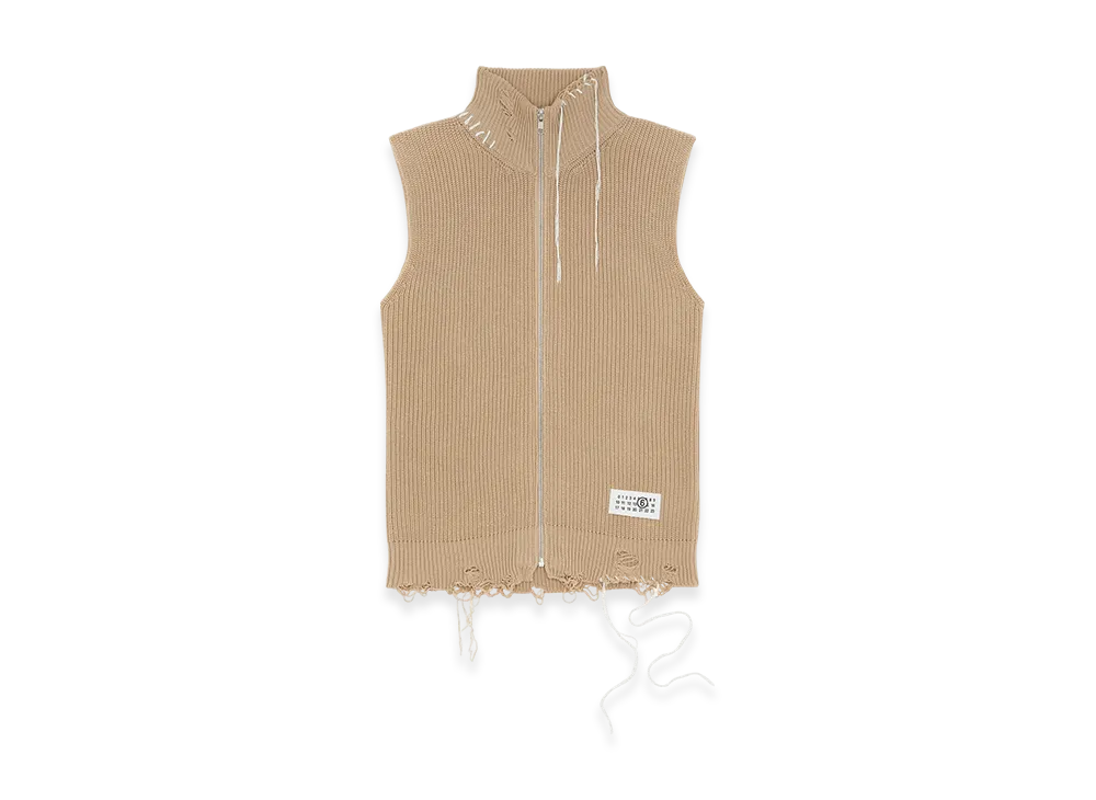 MM6 Maison Margiela Women's Ribbed Gilet "Pink Beige"