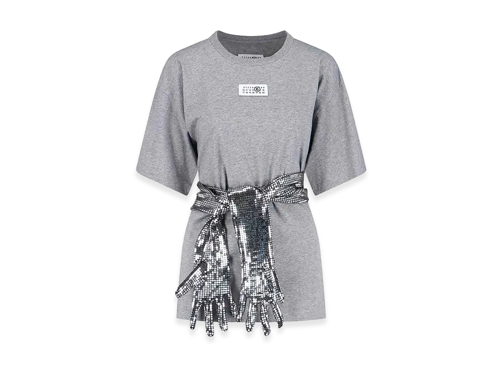 MM6 Maison Margiela Women's Round Neck T-Shirt Gloves "Gray"