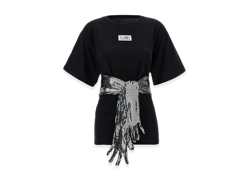 MM6 Maison Margiela Women's Sequin Gloves T-Shirt "Black"