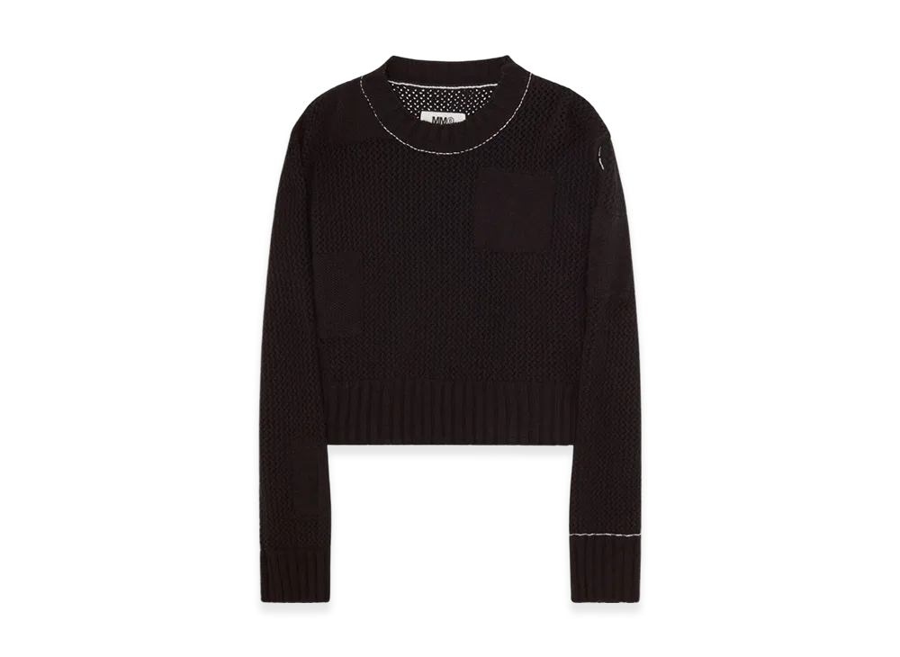 MM6 Maison Margiela Women's Patch Knit Sweater "Black"