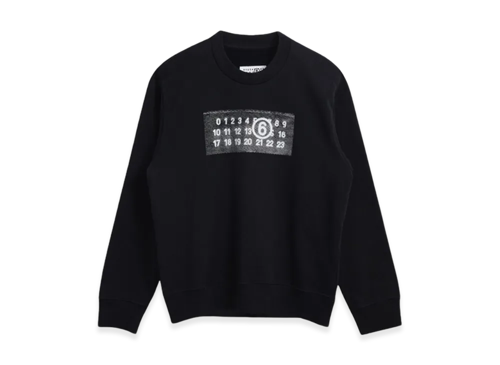 MM6 Maison Margiela Women's Numeric Logo Cotton Print Sweatshirt "Black"