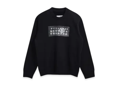 MM6 Maison Margiela Women's Numeric Logo Cotton Print Sweatshirt "Black"