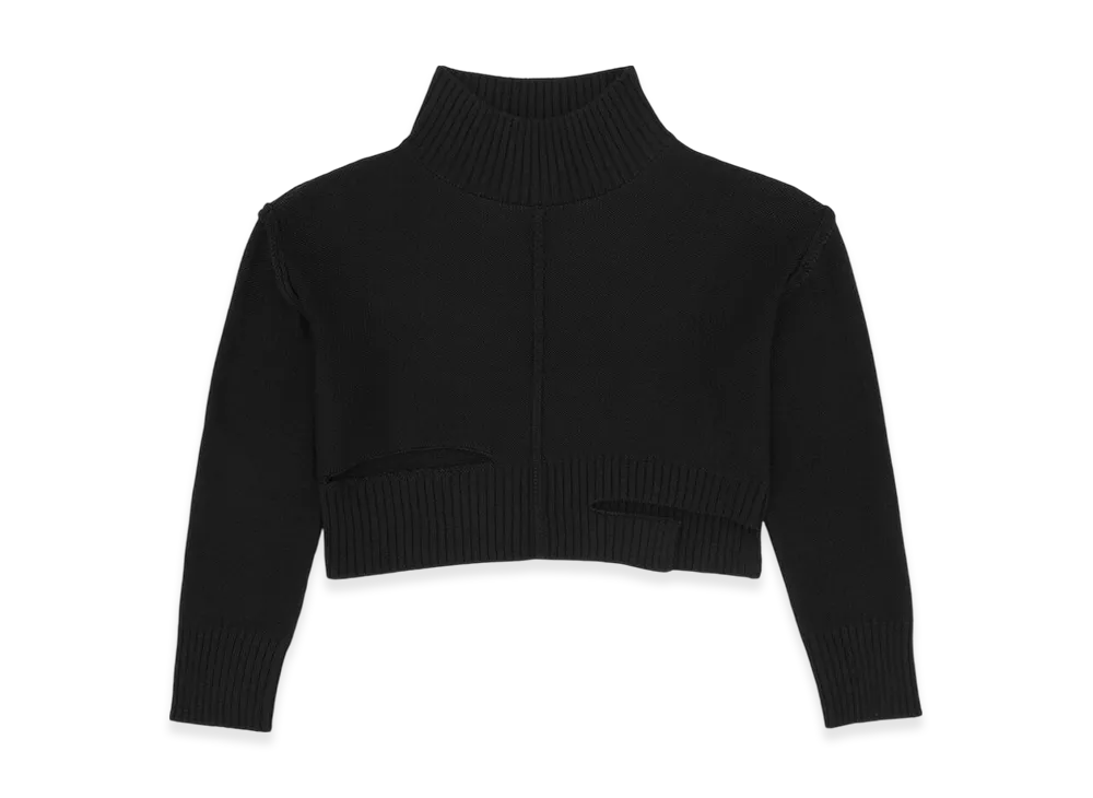 MM6 Maison Margiela Women's Distressed Knit Jumper "Black"