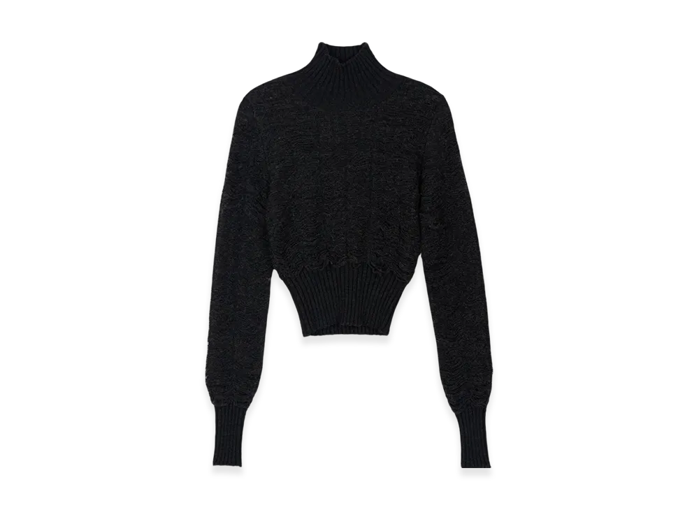 MM6 Maison Margiela Women's Distressed High Neck Knit "Black"