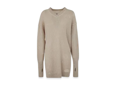 MM6 Maison Margiela Women's V Neck Mini Dress "Brown"