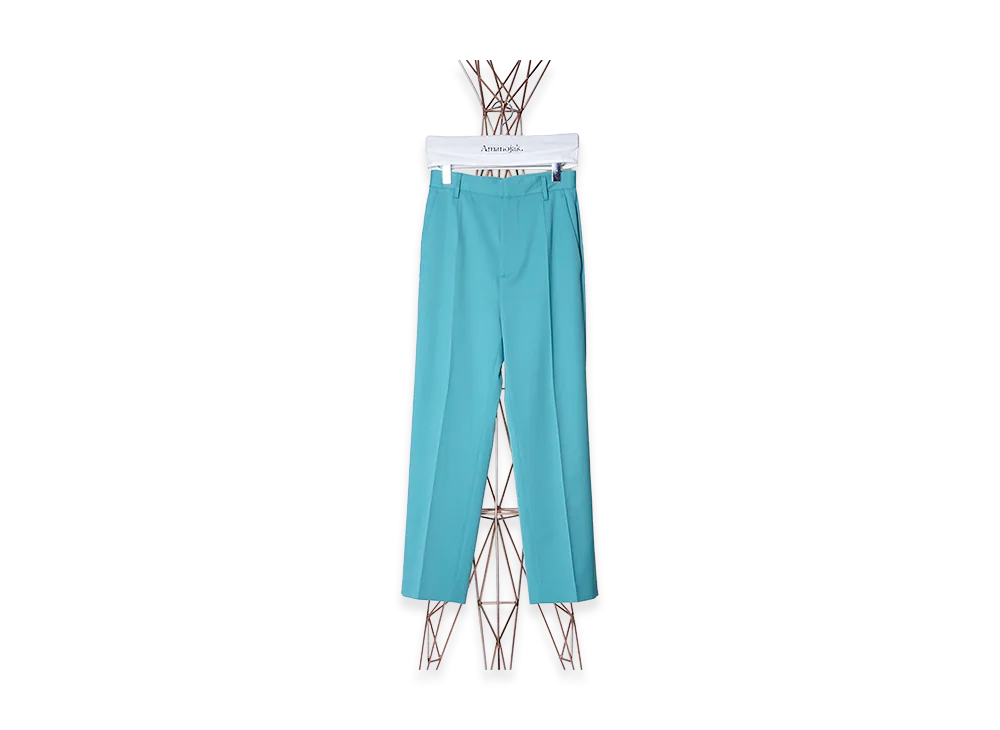 MM6 Maison Margiela Women's Smooth Woolstraight Pants "Turquoise"