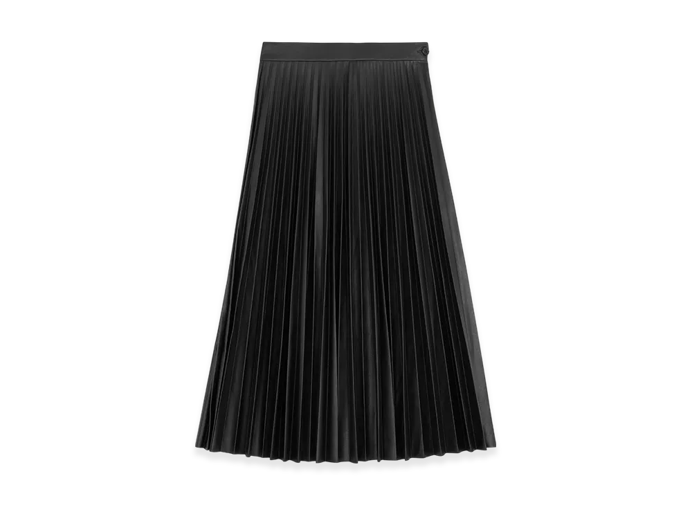 MM6 Maison Margiela Women's Pleated Faux Leather Midi Skirt "Black"