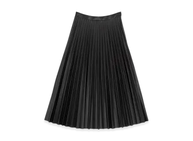 MM6 Maison Margiela Women's Pleated Faux Leather Midi Skirt "Black"