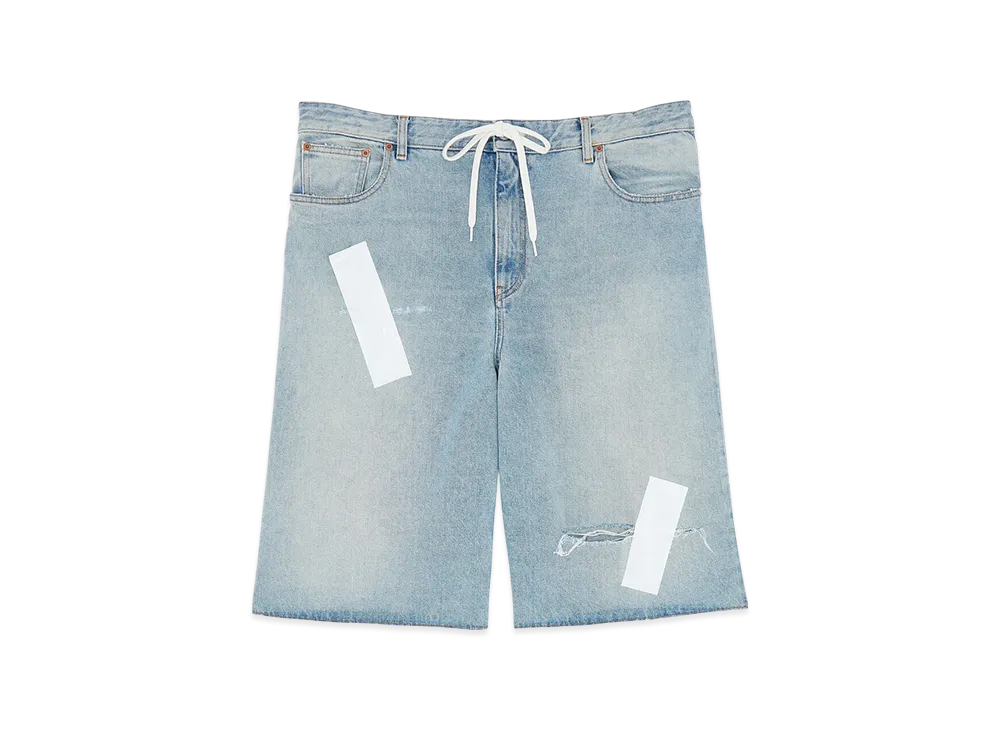MM6 Maison Margiela Women's Taped Denim Shorts "Light Blue"
