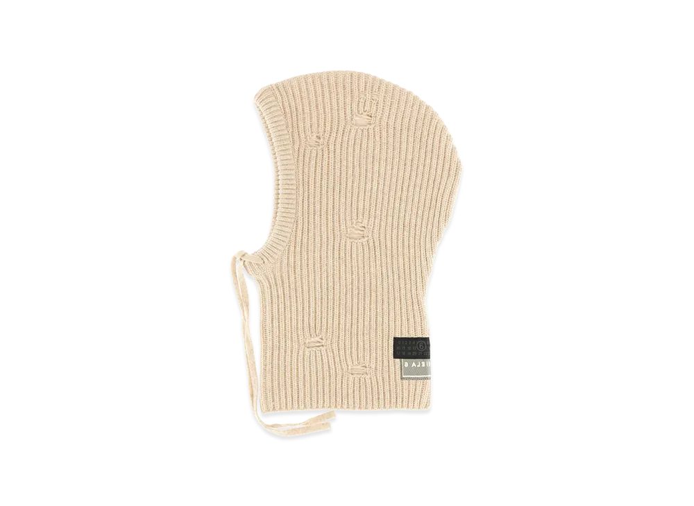 MM6 Maison Margiela Women's Distressed Wool Balaclava "Beige"