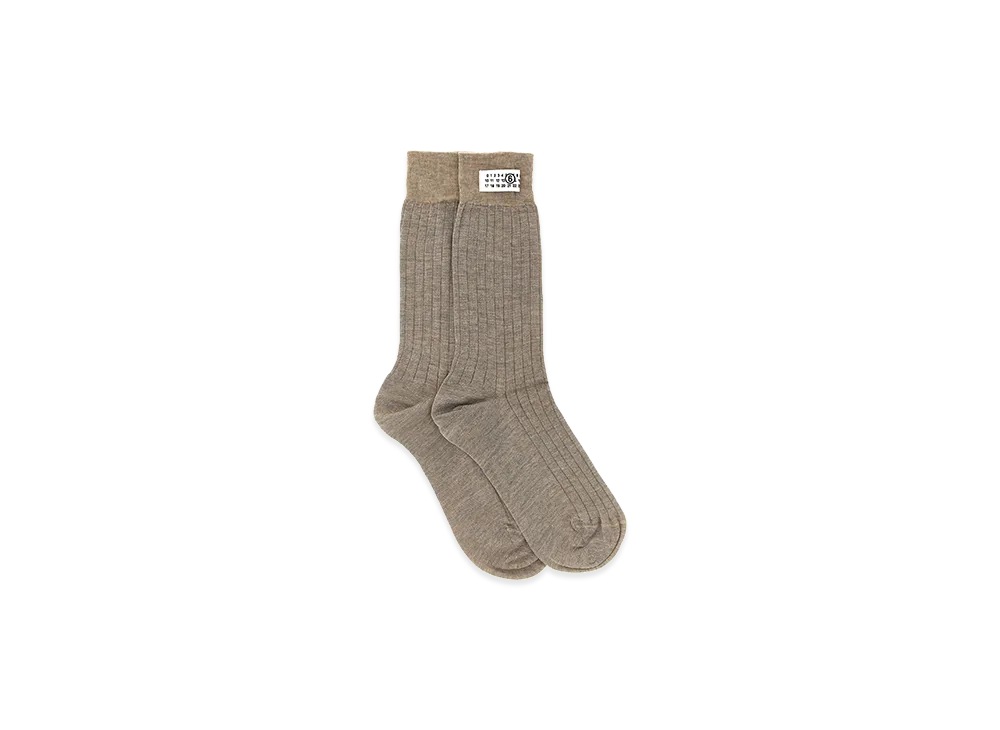 MM6 Maison Margiela Women's Numeric Signature MM6 Socks "Beige"