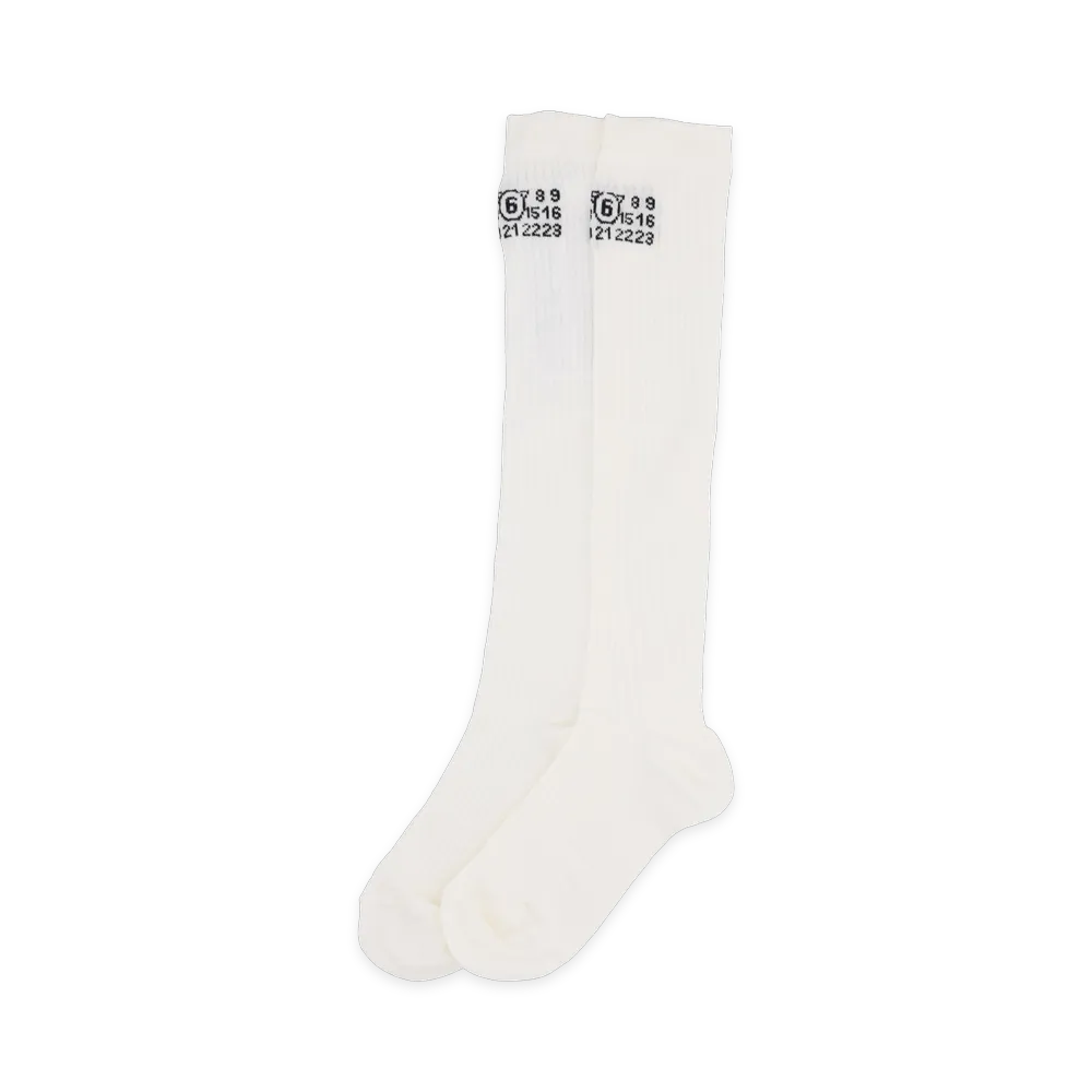 MM6 Maison Margiela Women's Calzini Con Logo "White"