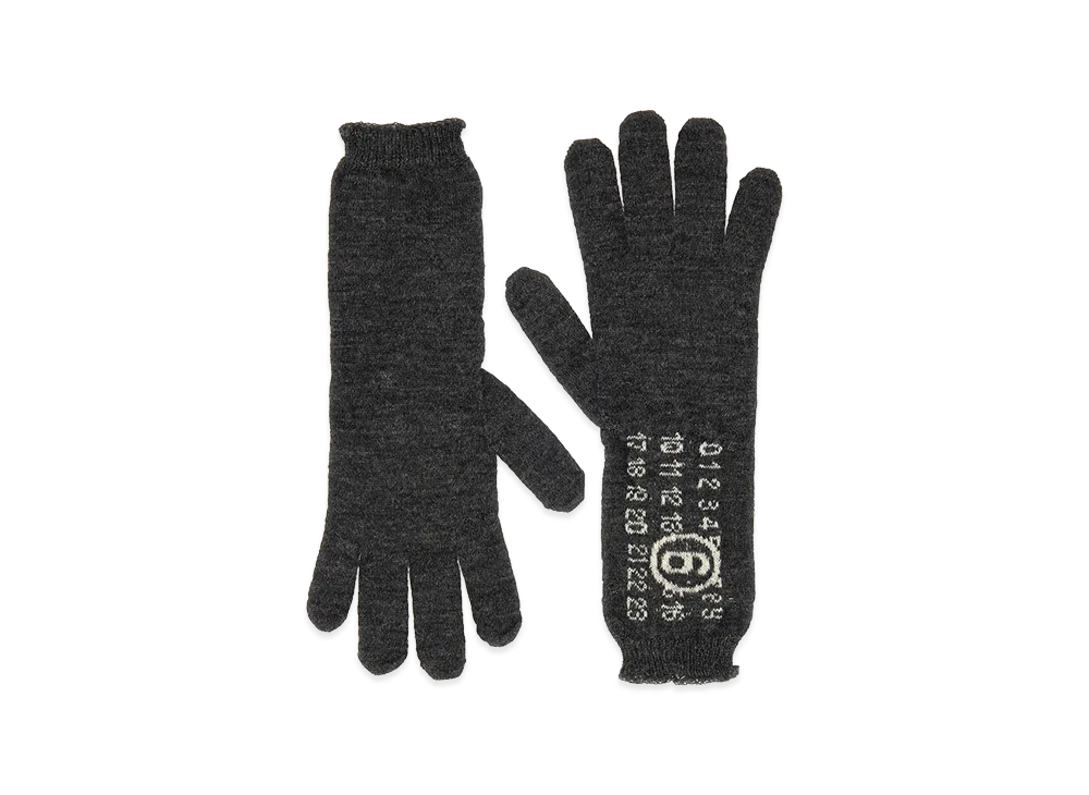 MM6 Maison Margiela Women's Numeric Signature Gloves "Dark Gray"