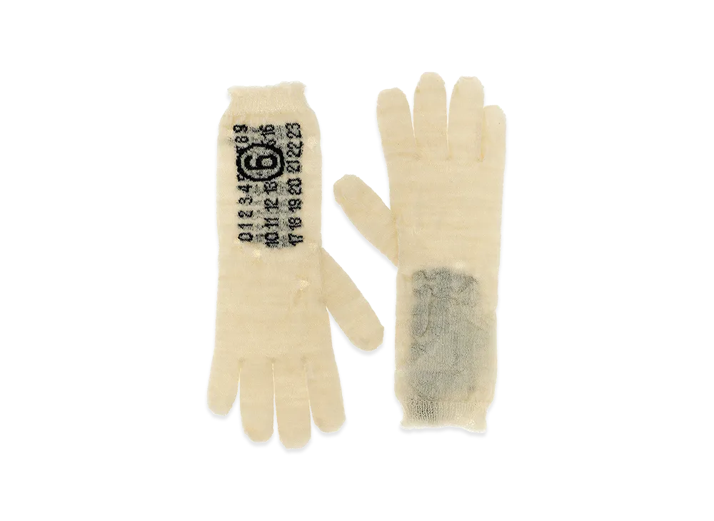 MM6 Maison Margiela Women's Numeric Signature Gloves "White/Black"