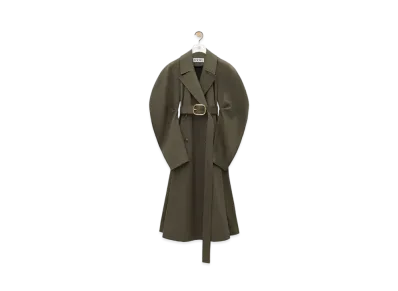 LOEWE Women's Trench Coat in Cotton "Loden Green"