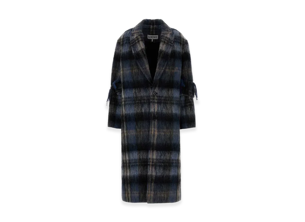 LOEWE Women's Embroidered Mohair Blend Coat "Checked"