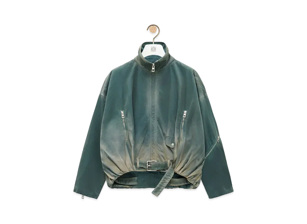 LOEWE Women's Balloon Jacket in Cotton "Slate Blue Washed"