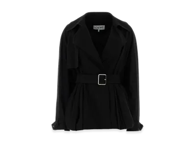 LOEWE Women's Gabardine Trench Coat "Black"