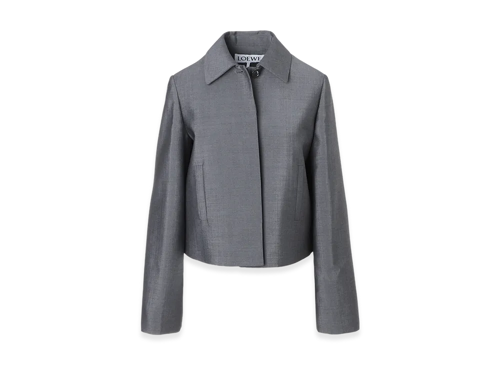 LOEWE Women's Button Short Jacket "Charcoal Melange"