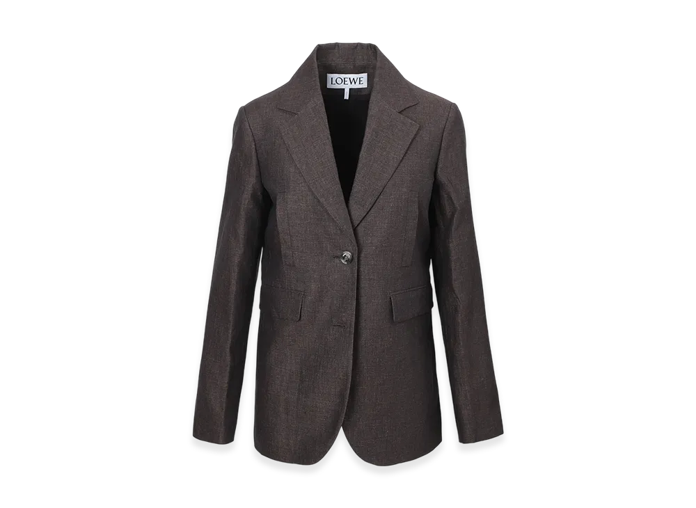 LOEWE Women's Single Tailored Jacket "Dark Brown"