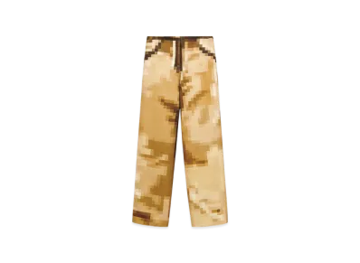 LOEWE Women's Pixelated Trousers in Duchesse Silk Satin "Camel/Multicolor"