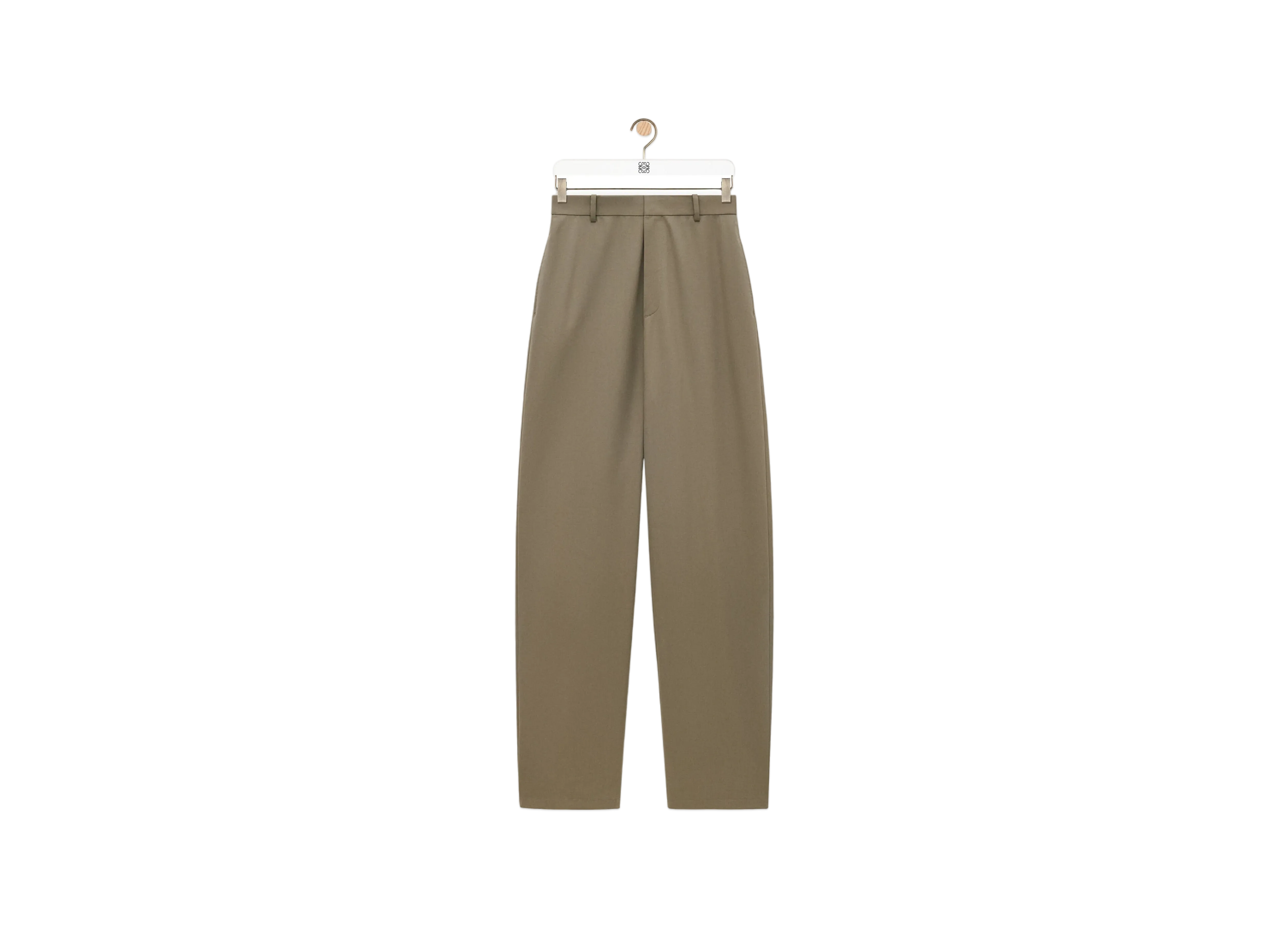 LOEWE Women's Trousers in Cotton and Silk "Khaki Brown"