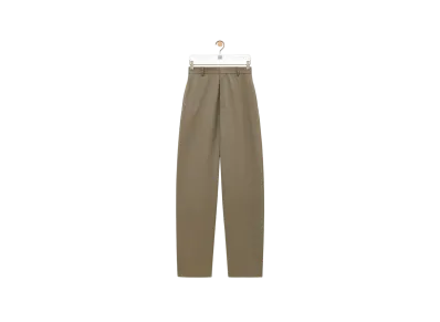LOEWE Women's Trousers in Cotton and Silk "Khaki Brown"