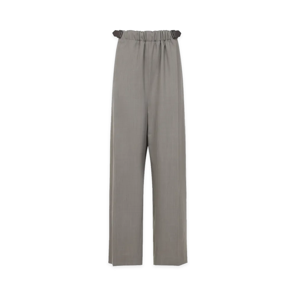 LOEWE Women's Belted Wool Trousers "Beige/Gray"
