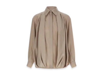 LOEWE Women's Silk Draped Shirt "Pink"