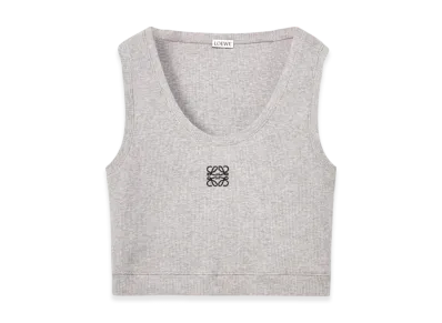 LOEWE Women's Anagram Cropped Tank Top in Cotton "Grey/Black"