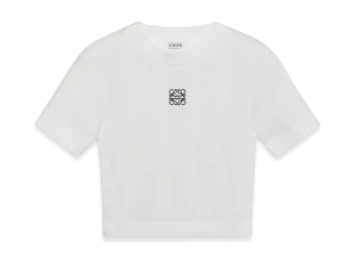 LOEWE Women's Anagram Top in Ribbed Cotton Jersey "Black"