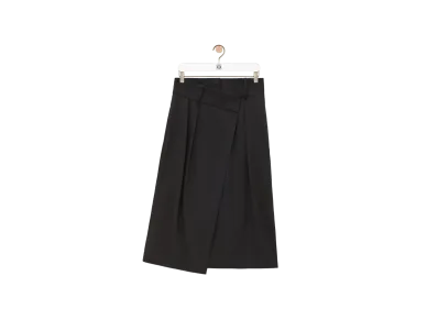 LOEWE Women's Wrap Skirt in Cotton and Silk "Black"