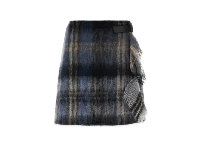 LOEWE Women's Embroidered Mohair Blend Mini Skirt "Blue/Multicolor"