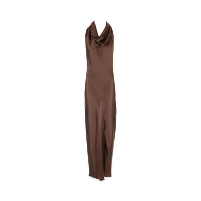 LOEWE Women's Long Scarf Dress In Silk Satin "Brown"
