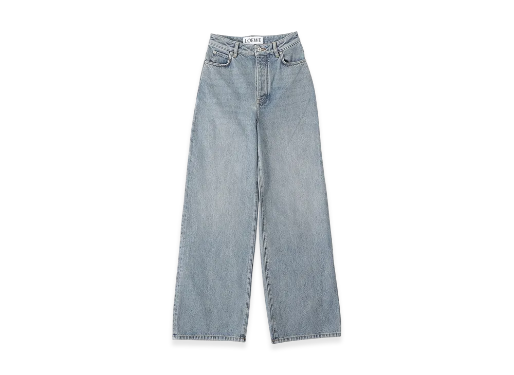 LOEWE Women's Button-Fly High Waisted Jeans "Washed Blue"